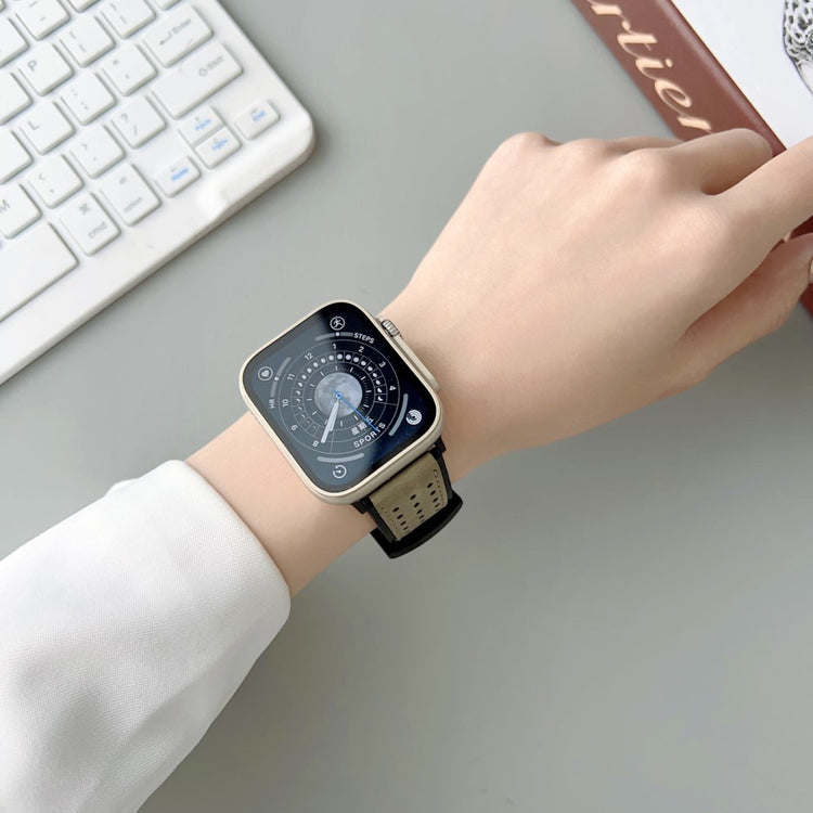 Helt Vildt Rart Ægte Læder Universal Rem passer til Apple Smartwatch - Grøn#serie_3