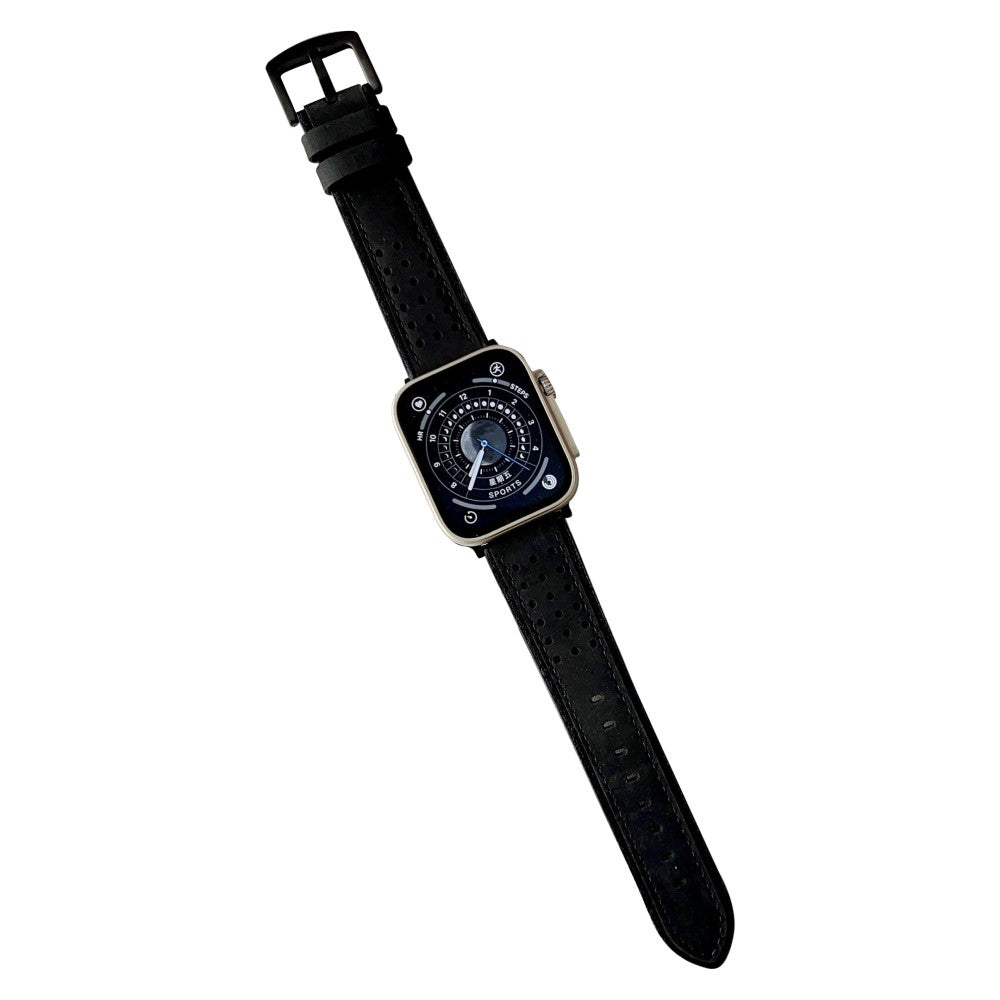 Helt Vildt Rart Ægte Læder Universal Rem passer til Apple Smartwatch - Sort#serie_4