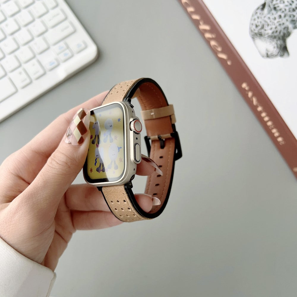 Helt Vildt Rart Ægte Læder Universal Rem passer til Apple Smartwatch - Sort#serie_4