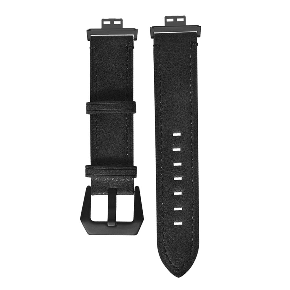 Ægte Læder Universal Rem passer til Huawei Watch Fit / Huawei Watch Fit Special Edition - Sort#serie_1