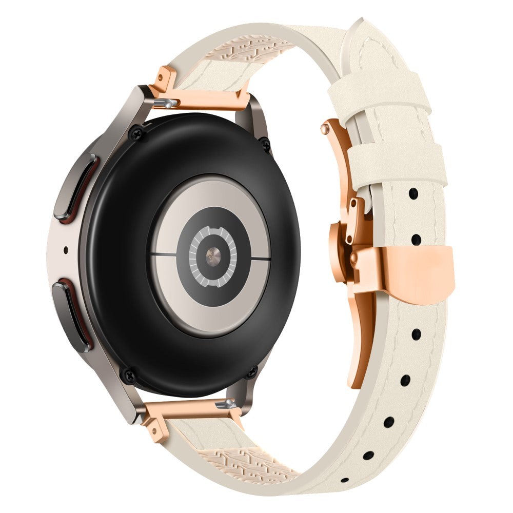 Rigtigt Slidstærk Ægte Læder Universal Rem passer til Smartwatch - Hvid#serie_5