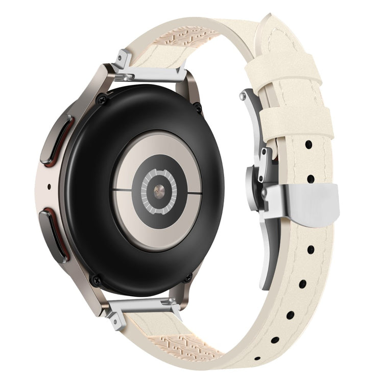 Rigtigt Slidstærk Ægte Læder Universal Rem passer til Smartwatch - Hvid#serie_7