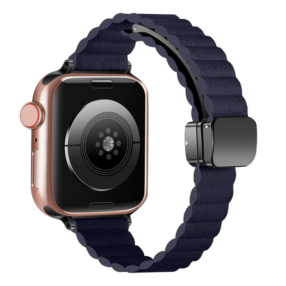 Rigtigt Rart Kunstlæder Universal Rem passer til Apple Smartwatch - Blå#serie_3