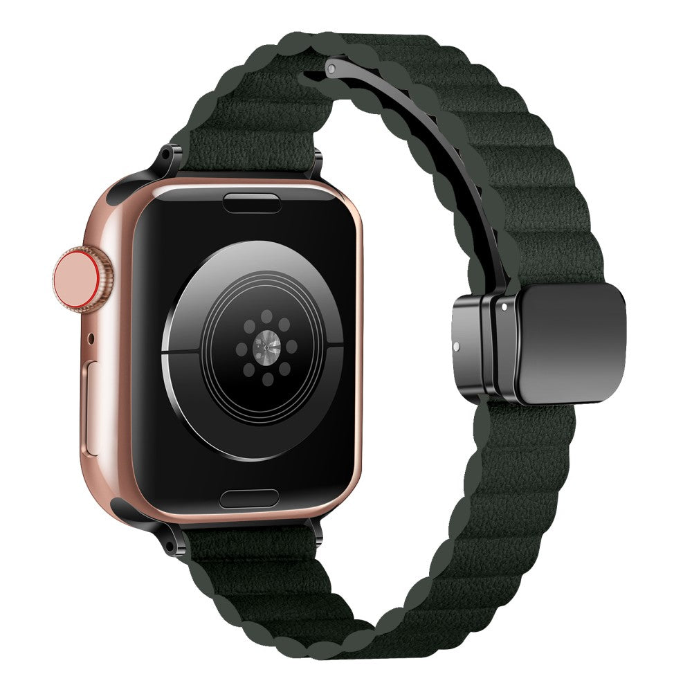 Rigtigt Rart Kunstlæder Universal Rem passer til Apple Smartwatch - Grøn#serie_8