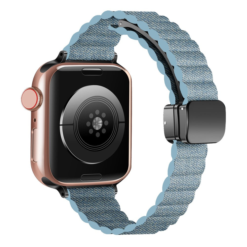 Rigtigt Rart Kunstlæder Universal Rem passer til Apple Smartwatch - Blå#serie_10