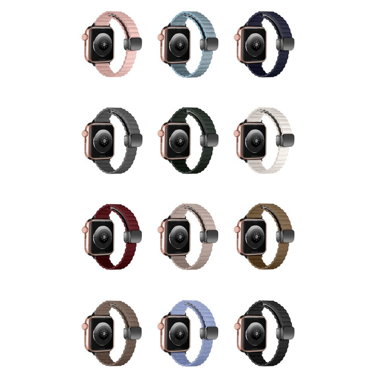 Rigtigt Rart Kunstlæder Universal Rem passer til Apple Smartwatch - Blå#serie_10