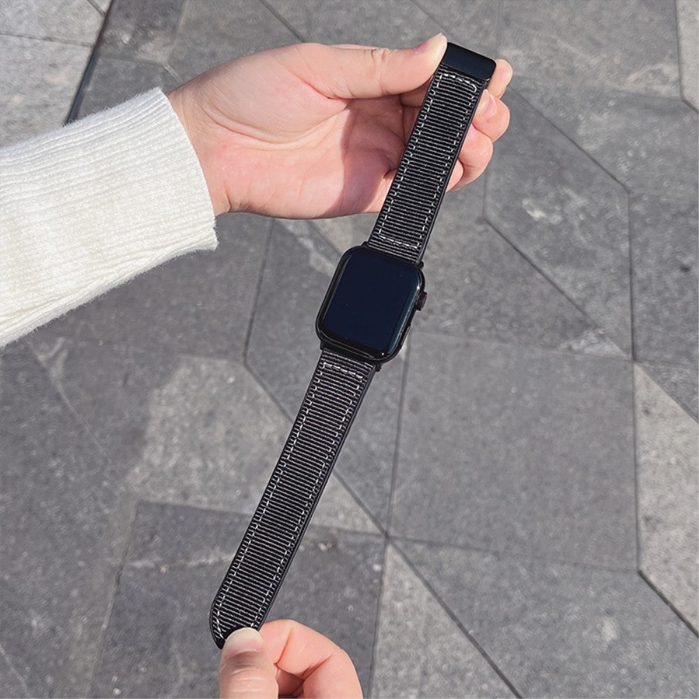 Super Flot Nylon Universal Rem passer til Apple Smartwatch - Sort#serie_2