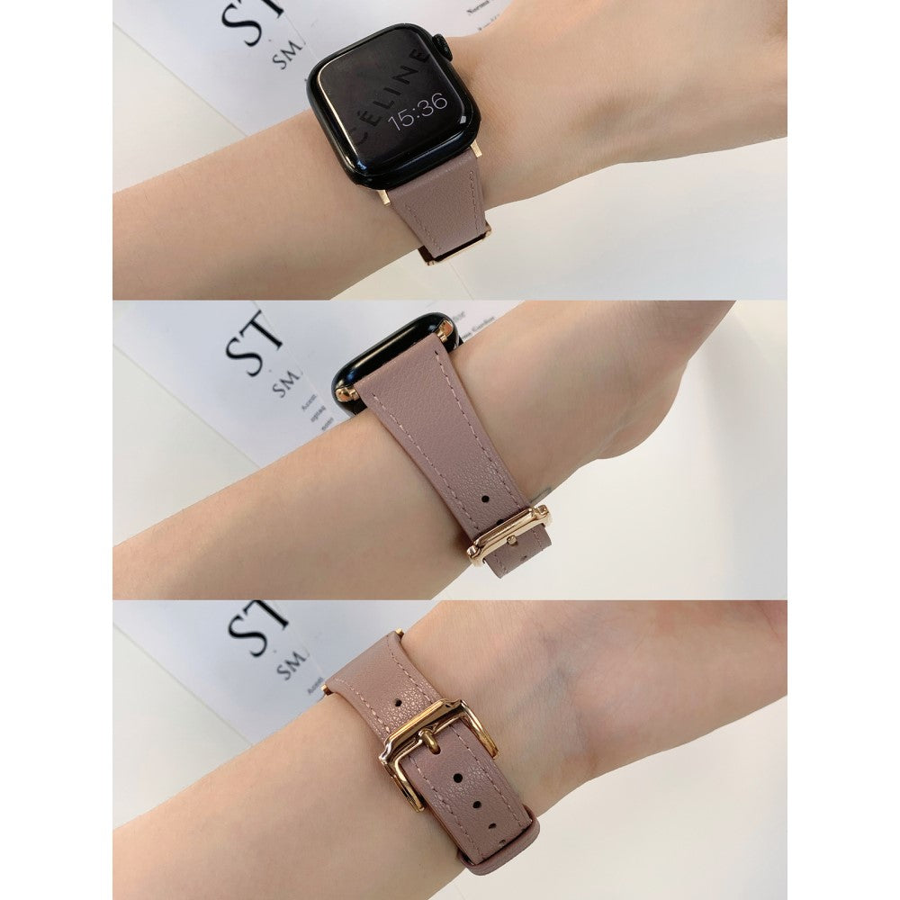 Rigtigt Kønt Ægte Læder Universal Rem passer til Apple Smartwatch - Pink#serie_1