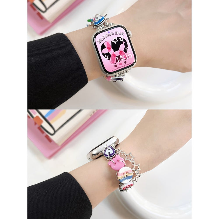 Meget Kønt Metal Og Plastik Universal Rem passer til Apple Smartwatch - Pink#serie_2
