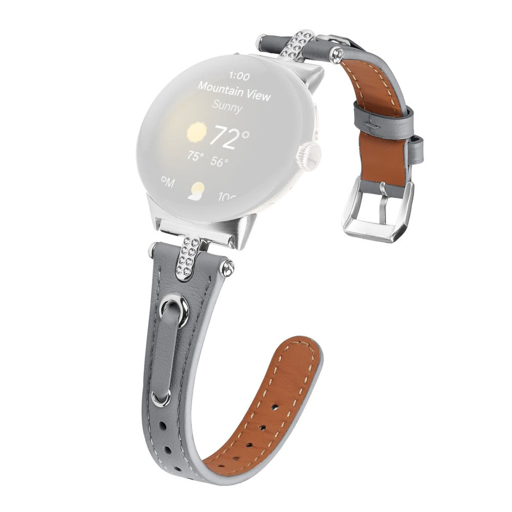Mega Fint Ægte Læder Rem passer til Google Pixel Watch - Sølv#serie_4