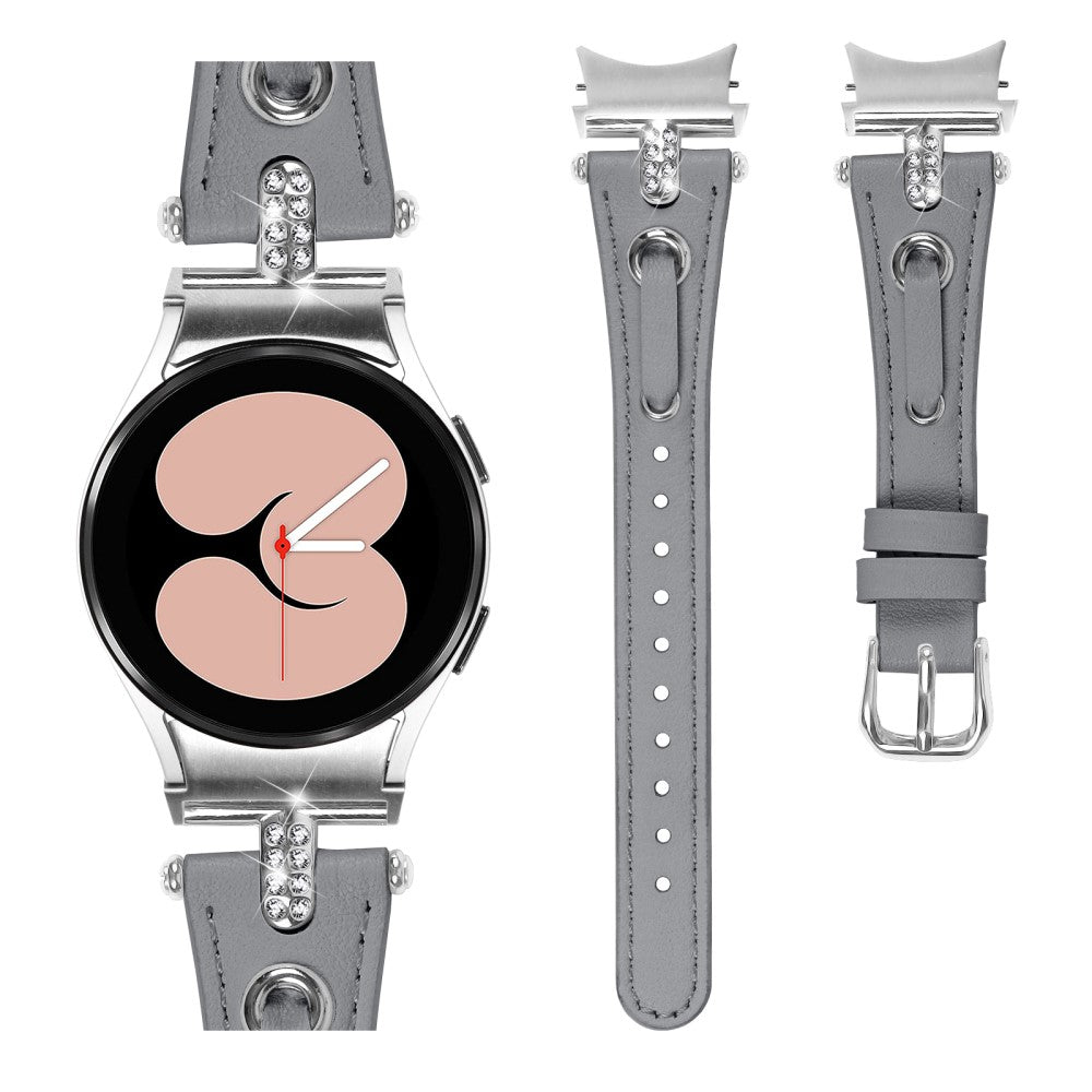 Vildt Kønt Ægte Læder Universal Rem passer til Samsung Smartwatch - Sølv#serie_1