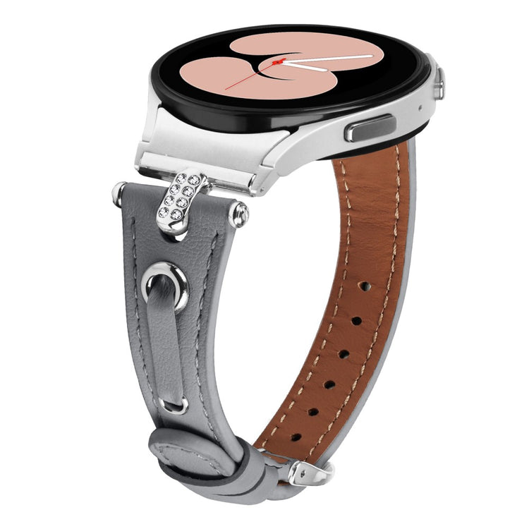 Vildt Kønt Ægte Læder Universal Rem passer til Samsung Smartwatch - Sølv#serie_1