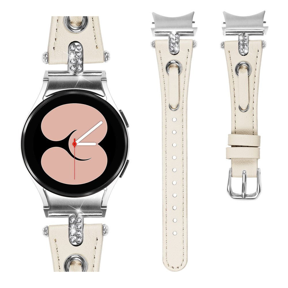 Vildt Kønt Ægte Læder Universal Rem passer til Samsung Smartwatch - Hvid#serie_4