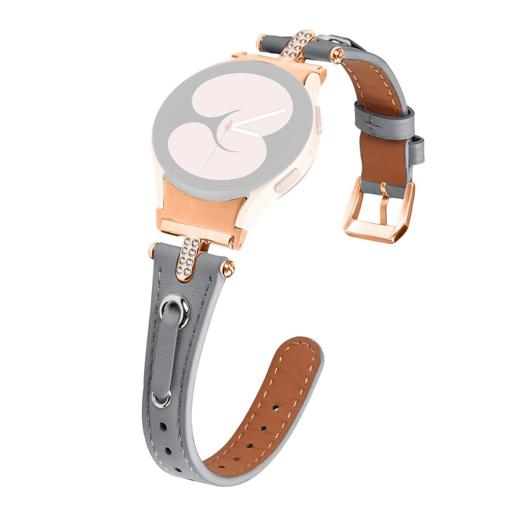 Rigtigt Pænt Ægte Læder Universal Rem passer til Samsung Smartwatch - Sølv#serie_4