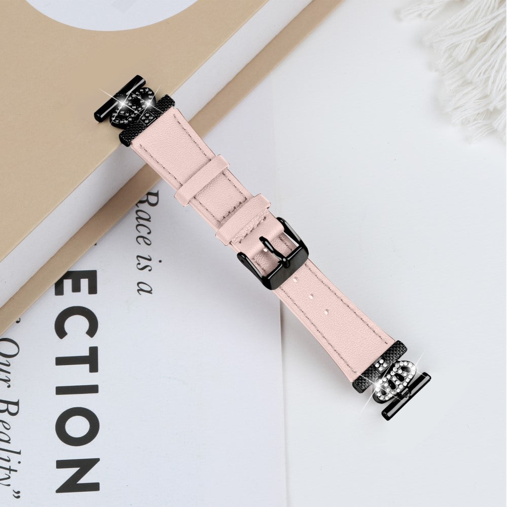 LG Watch Sport Wrist Band Rhinestone Crown Design Cowhide Watch Strap - Pink#serie_4