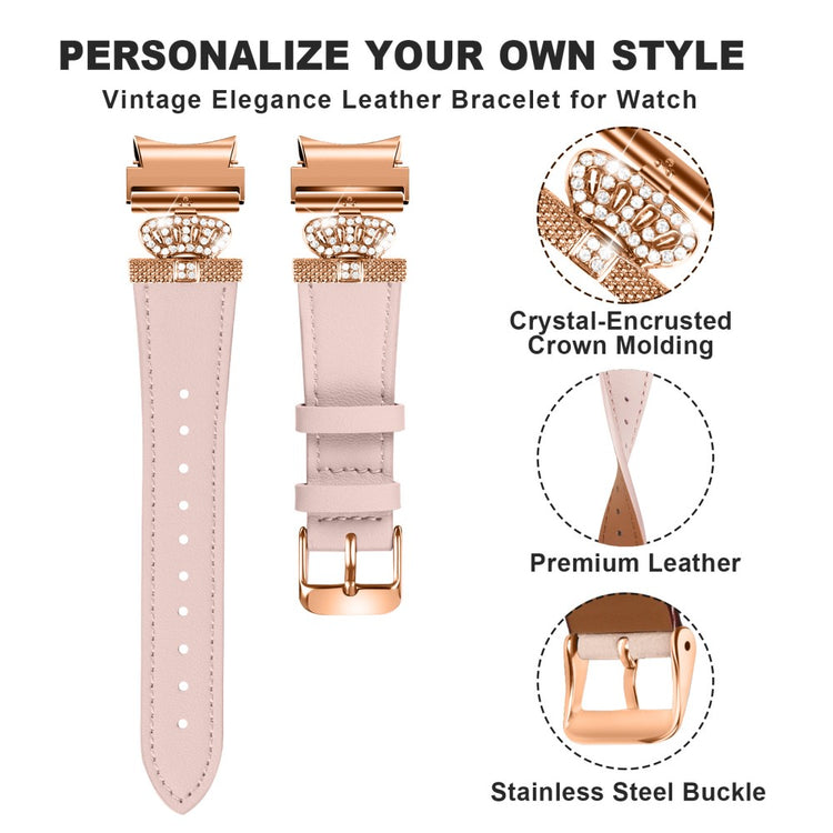Meget Skøn Ægte Læder Universal Rem passer til Samsung Smartwatch - Pink#serie_1