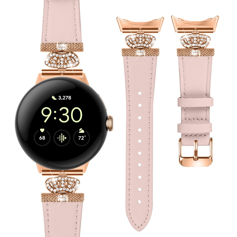 Rigtigt Fint Ægte Læder Rem passer til Google Pixel Watch - Pink#serie_4