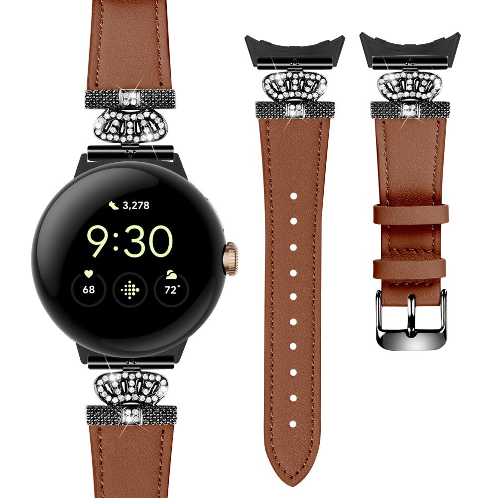 Rigtigt Smuk Ægte Læder Rem passer til Google Pixel Watch - Brun#serie_1