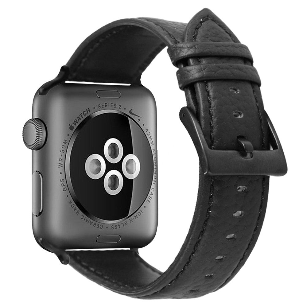 Helt Vildt Godt Ægte Læder Universal Rem passer til Apple Smartwatch - Sort#serie_1