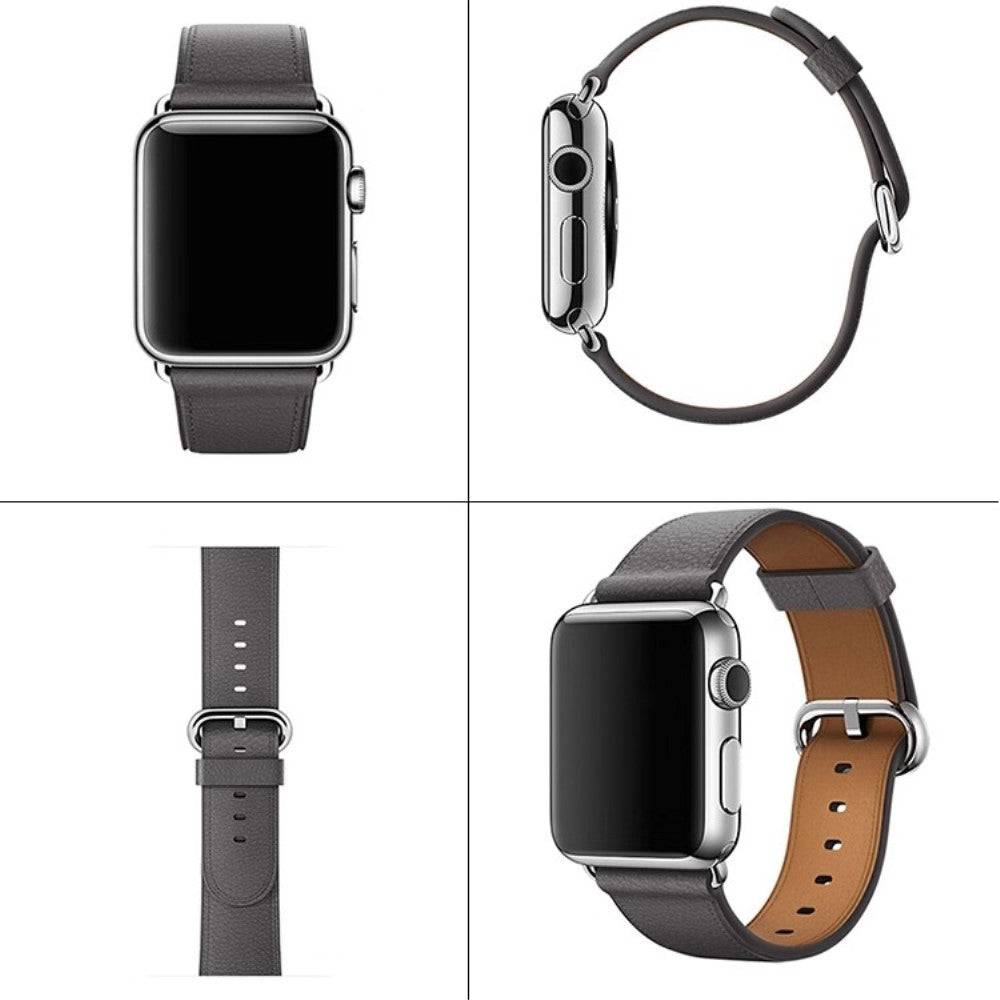 Super Elegant Ægte Læder Universal Rem passer til Apple Smartwatch - Sølv#serie_4