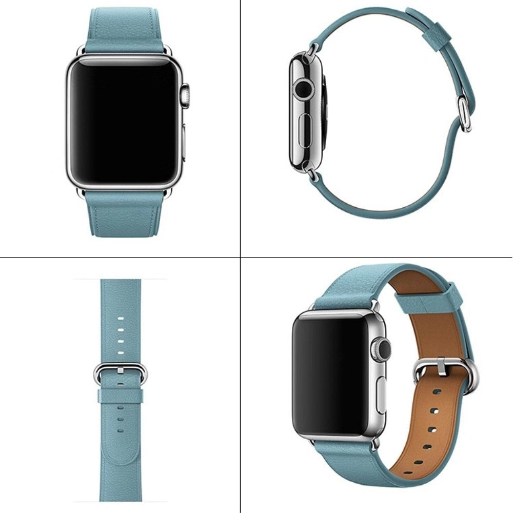 Super Elegant Ægte Læder Universal Rem passer til Apple Smartwatch - Blå#serie_6