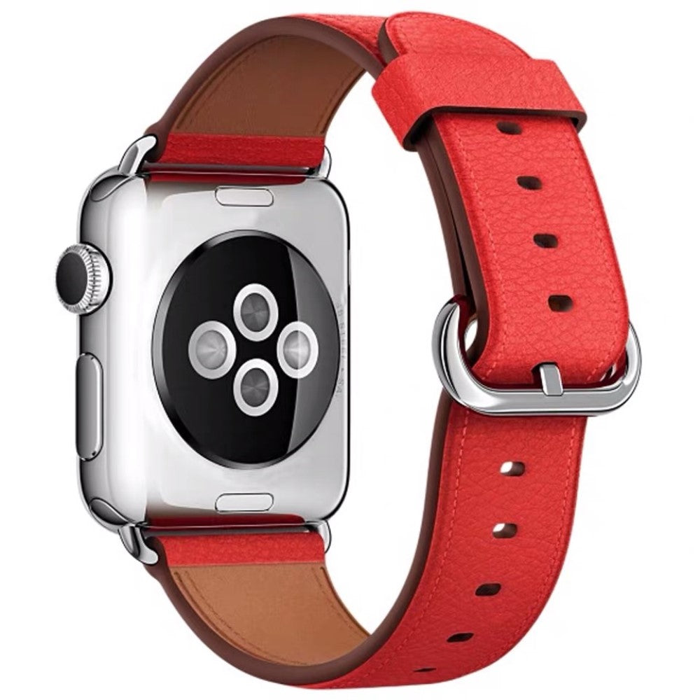 Super Elegant Ægte Læder Universal Rem passer til Apple Smartwatch - Rød#serie_7