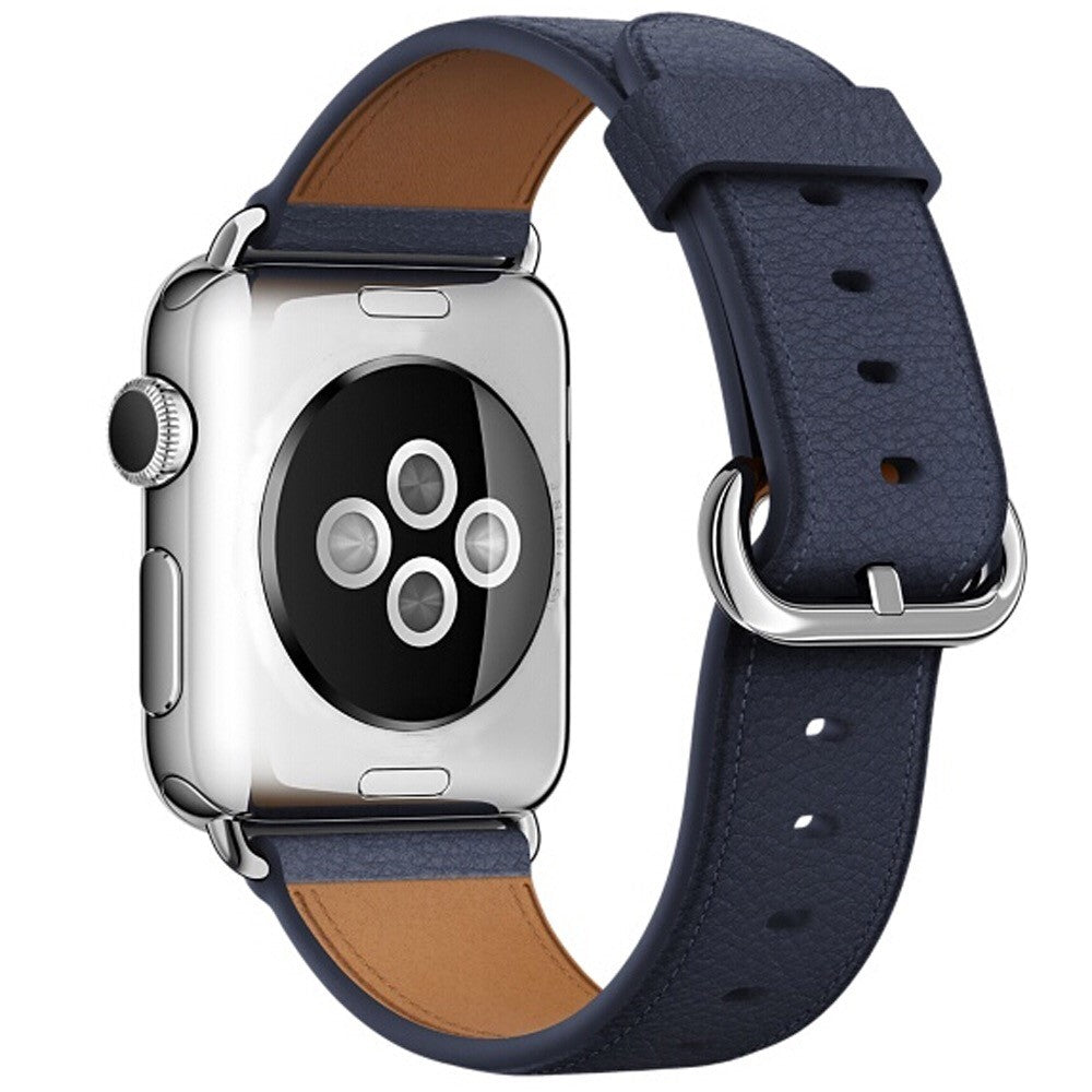 Super Elegant Ægte Læder Universal Rem passer til Apple Smartwatch - Blå#serie_8