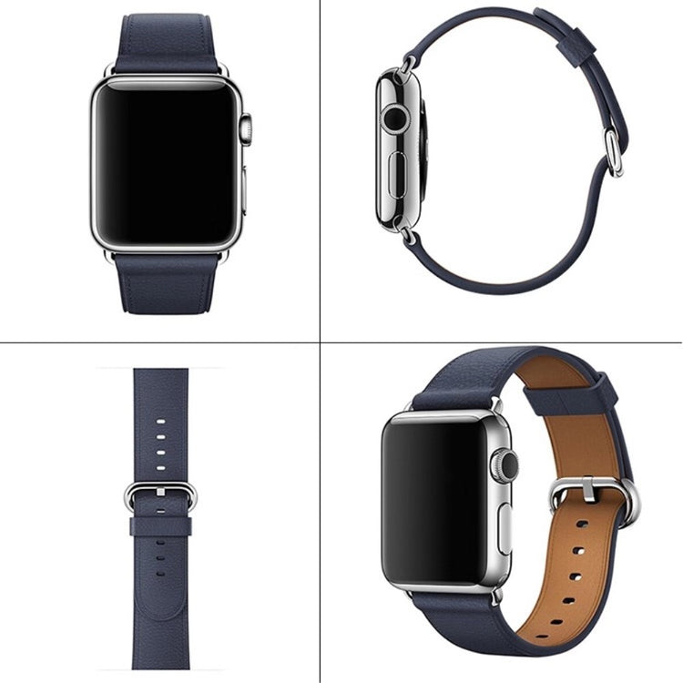 Super Elegant Ægte Læder Universal Rem passer til Apple Smartwatch - Blå#serie_8