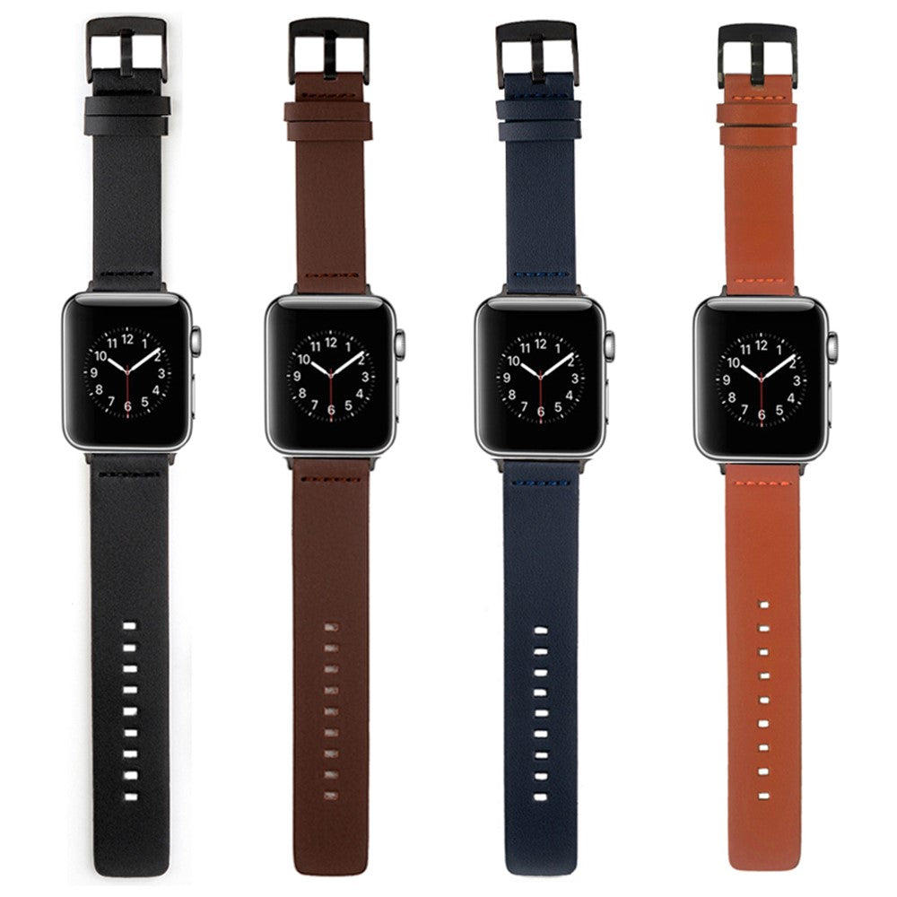 Vildt Nydelig Ægte Læder Universal Rem passer til Apple Smartwatch - Blå#serie_3