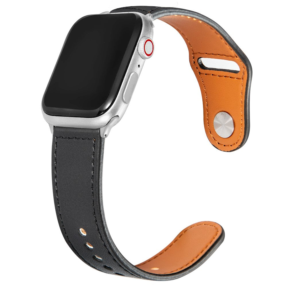 Fortrinligt Ægte Læder Universal Rem passer til Apple Smartwatch - Sort#serie_6