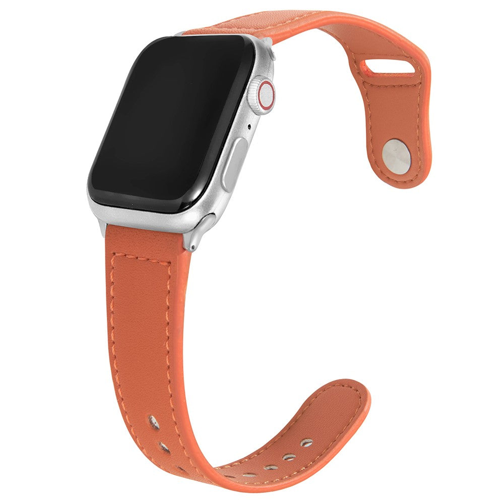 Fortrinligt Ægte Læder Universal Rem passer til Apple Smartwatch - Orange#serie_9