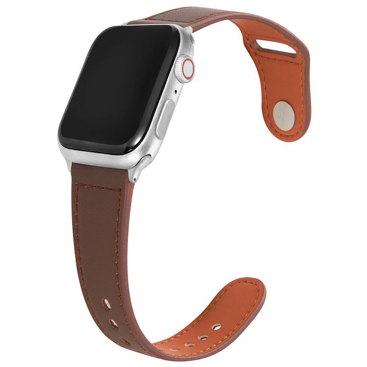 Fortrinligt Ægte Læder Universal Rem passer til Apple Smartwatch - Brun#serie_10