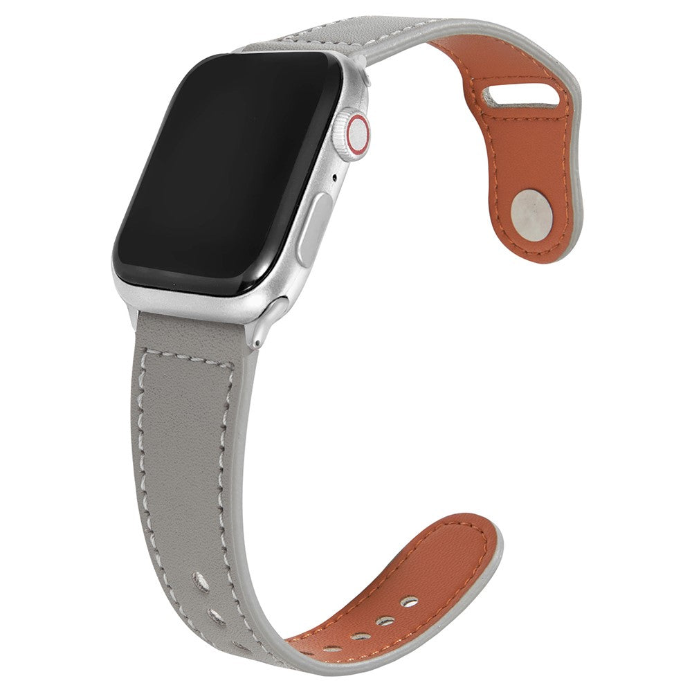 Fortrinligt Ægte Læder Universal Rem passer til Apple Smartwatch - Sølv#serie_12