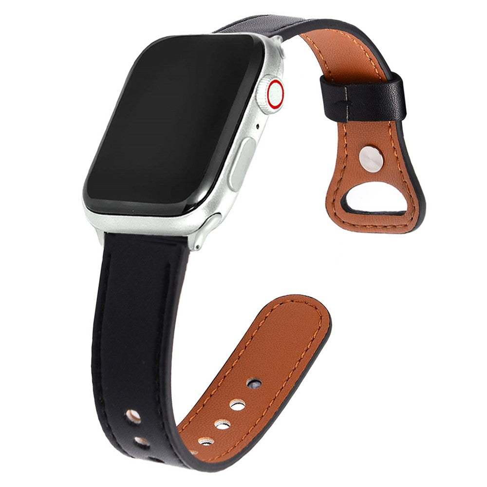 Meget Fint Ægte Læder Universal Rem passer til Apple Smartwatch - Sort#serie_1