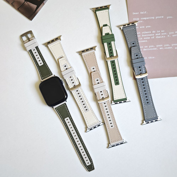 Helt Vildt Kønt Ægte Læder Universal Rem passer til Apple Smartwatch - Hvid#serie_1