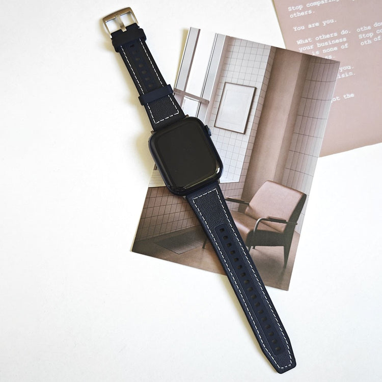 Helt Vildt Kønt Ægte Læder Universal Rem passer til Apple Smartwatch - Sort#serie_7