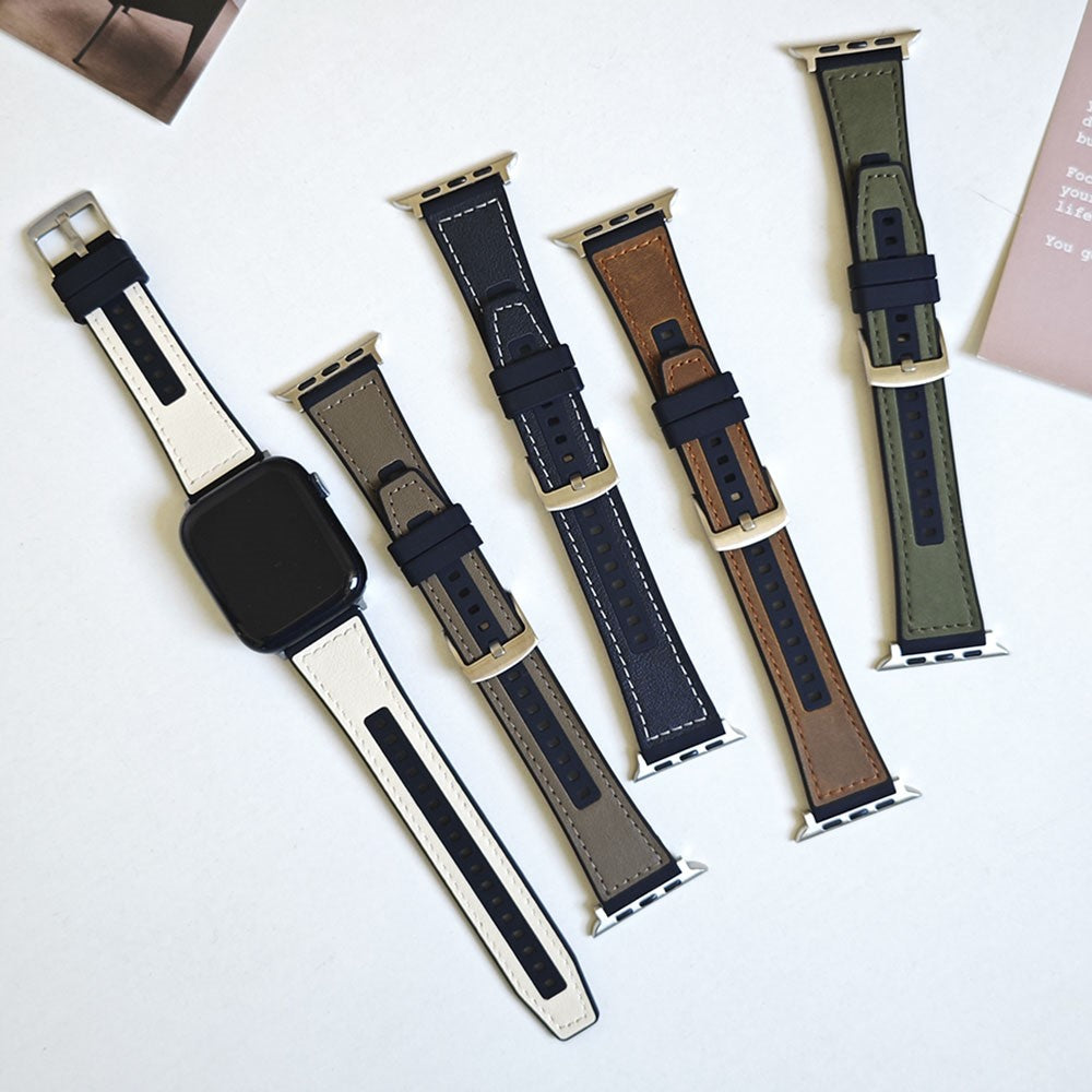 Helt Vildt Kønt Ægte Læder Universal Rem passer til Apple Smartwatch - Sort#serie_7