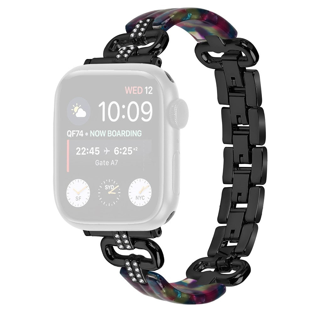 Metal, Plastik Og Rhinsten Universal Rem passer til Apple Smartwatch - Sort#serie_1