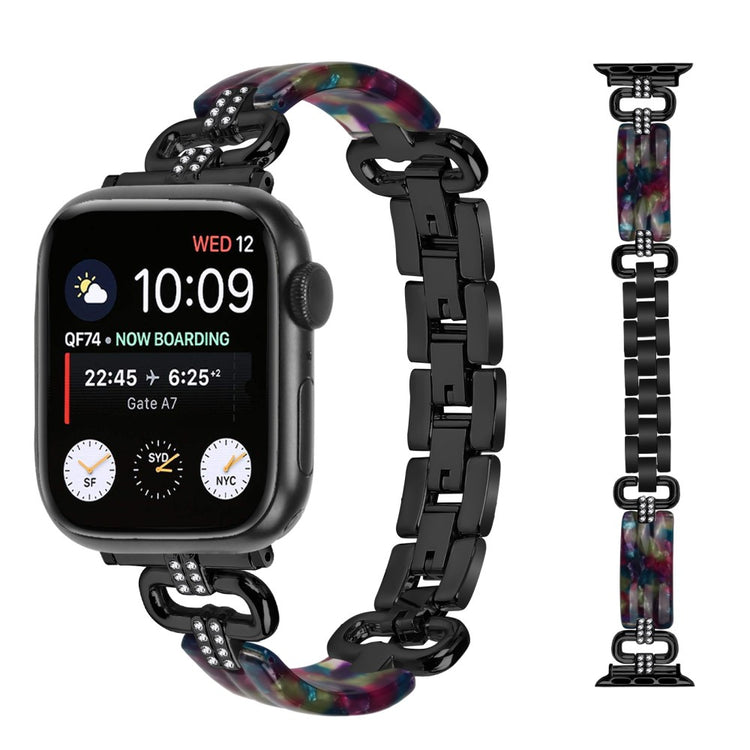 Metal, Plastik Og Rhinsten Universal Rem passer til Apple Smartwatch - Sort#serie_1