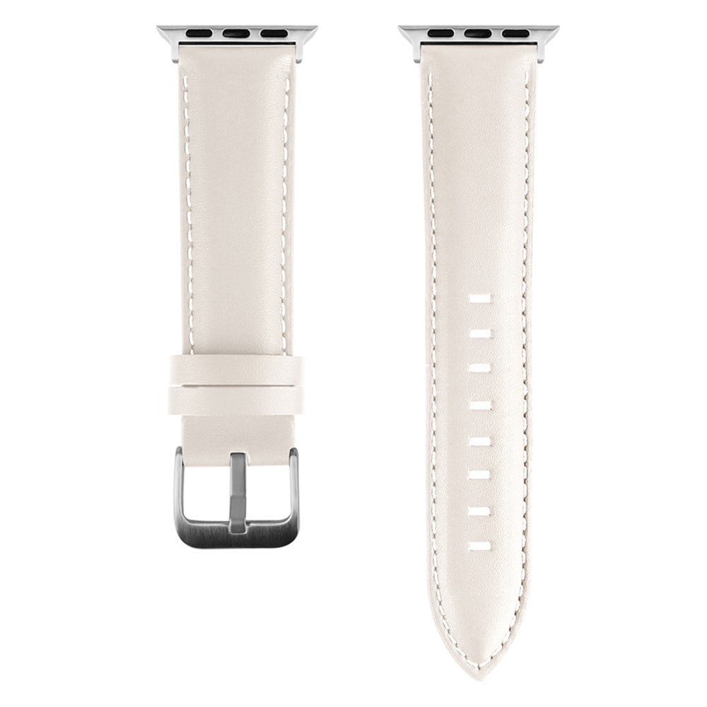 Meget Nydelig Ægte Læder Universal Rem passer til Apple Smartwatch - Hvid#serie_6