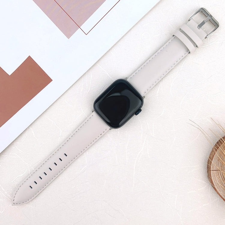 Meget Nydelig Ægte Læder Universal Rem passer til Apple Smartwatch - Hvid#serie_6