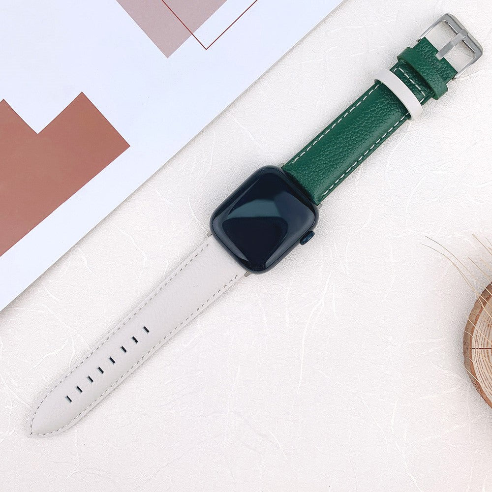 Meget Nydelig Ægte Læder Universal Rem passer til Apple Smartwatch - Grøn#serie_9