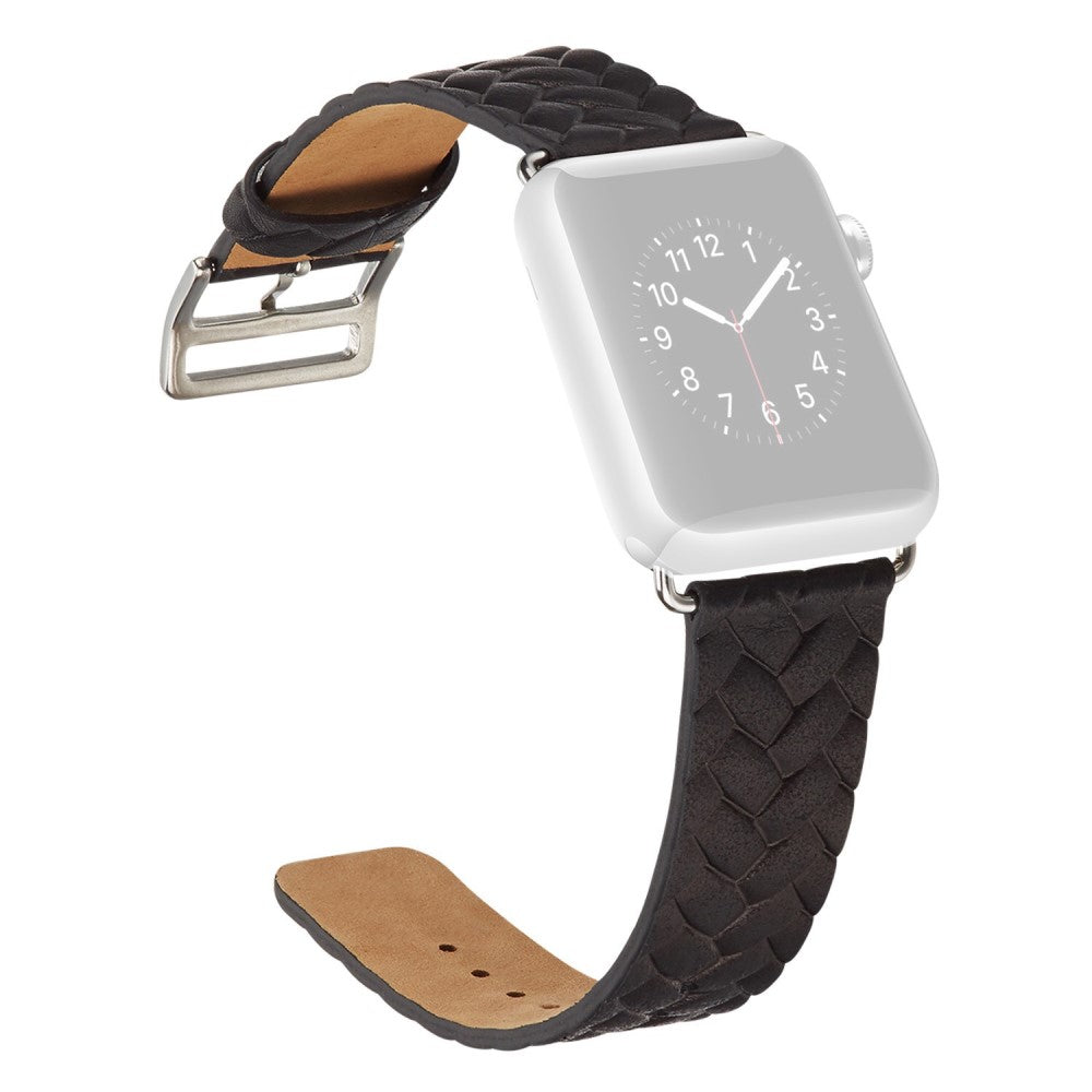 Super Fint Kunstlæder Universal Rem passer til Apple Smartwatch - Sort#serie_1