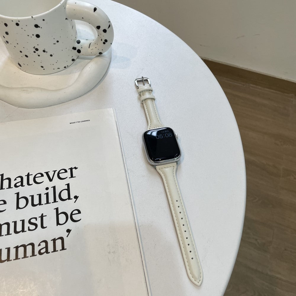 Mega Fed Kunstlæder Universal Rem passer til Apple Smartwatch - Hvid#serie_2