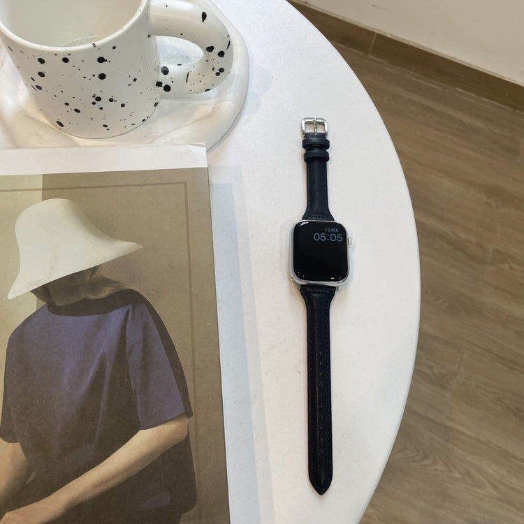 Mega Fed Kunstlæder Universal Rem passer til Apple Smartwatch - Sort#serie_4