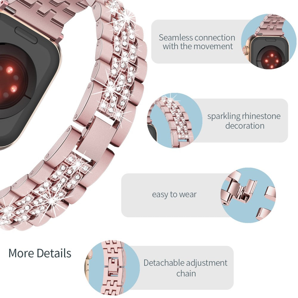 Helt Vildt Cool Rhinsten Universal Rem passer til Apple Smartwatch - Pink#serie_4