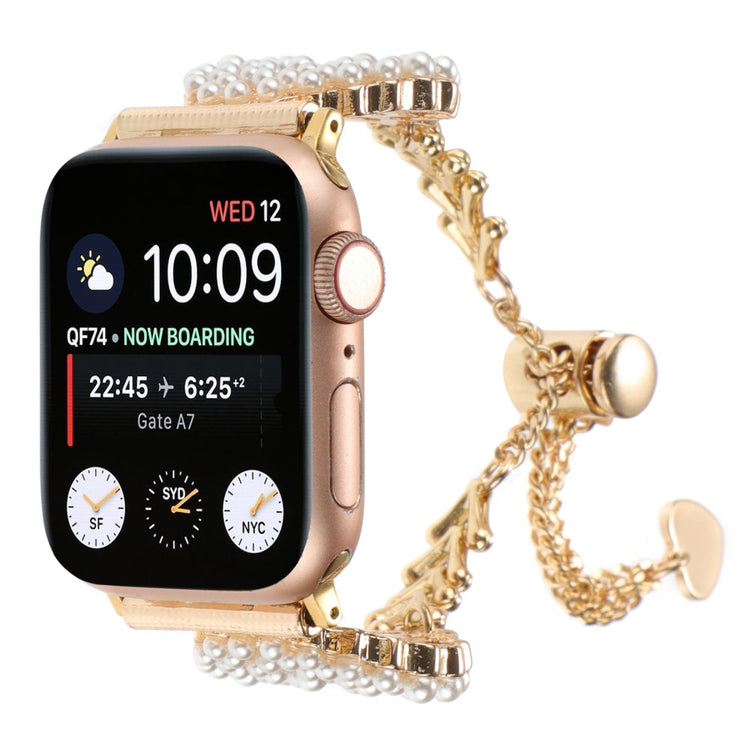 Rigtigt Cool Metal Og Sten Universal Rem passer til Apple Smartwatch - Guld#serie_1