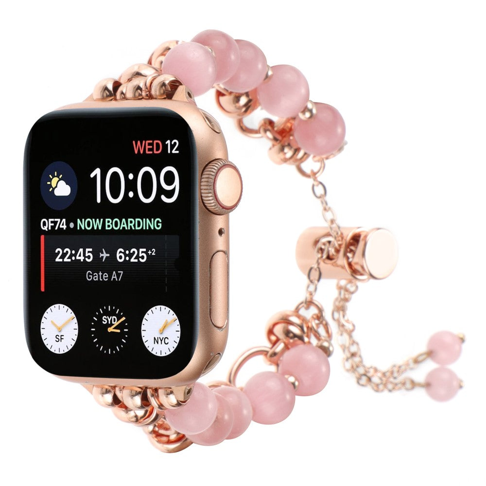 Kønt Metal Og Sten Universal Rem passer til Apple Smartwatch - Pink#serie_1