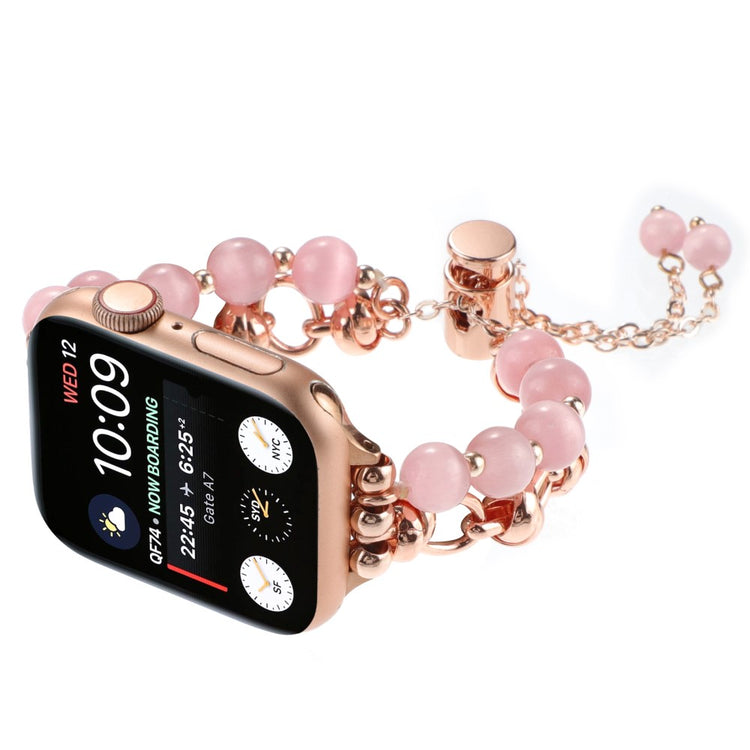 Kønt Metal Og Sten Universal Rem passer til Apple Smartwatch - Pink#serie_1
