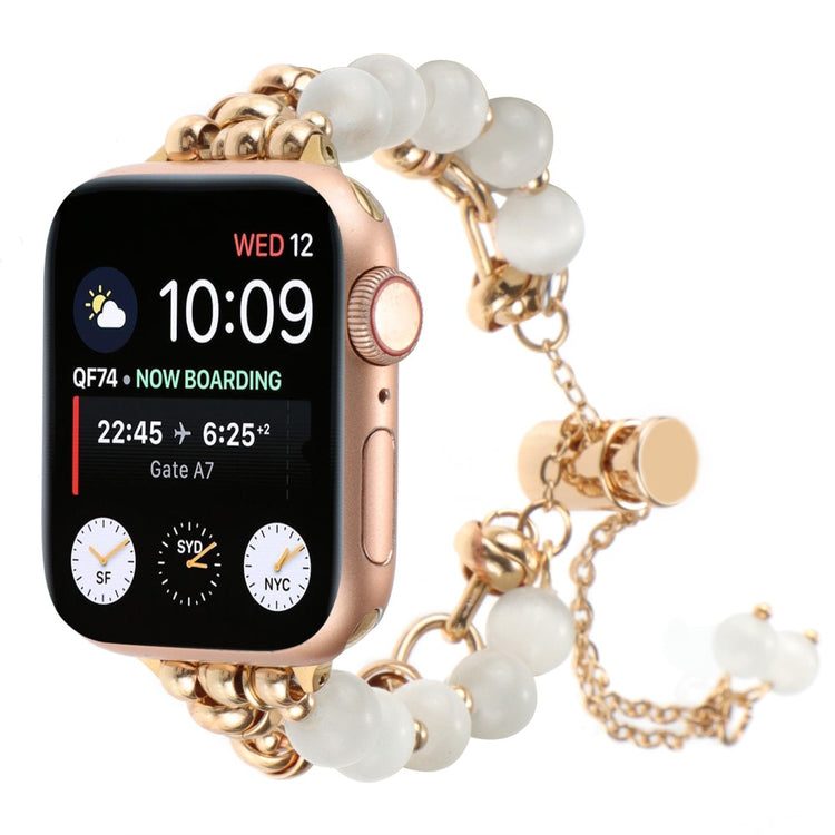 Kønt Metal Og Sten Universal Rem passer til Apple Smartwatch - Guld#serie_3
